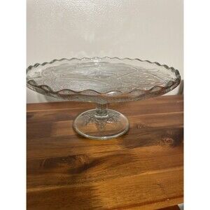 EAPG Indiana Glass Pedestal Cake Stand Rosette with Pinwheels, 9" Diameter